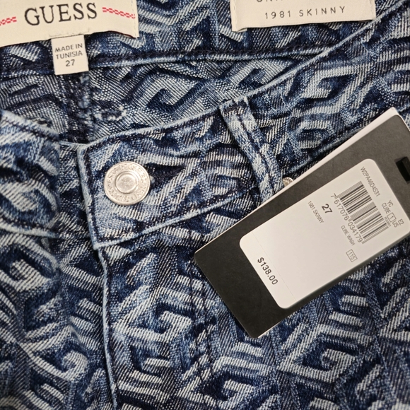 Women "Guess" skinny, high waisted cube wash jeans. Size 27×29. New - Picture 3 of 7